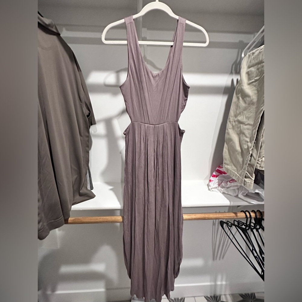 Lush beige pink tank cutout dress with side slits